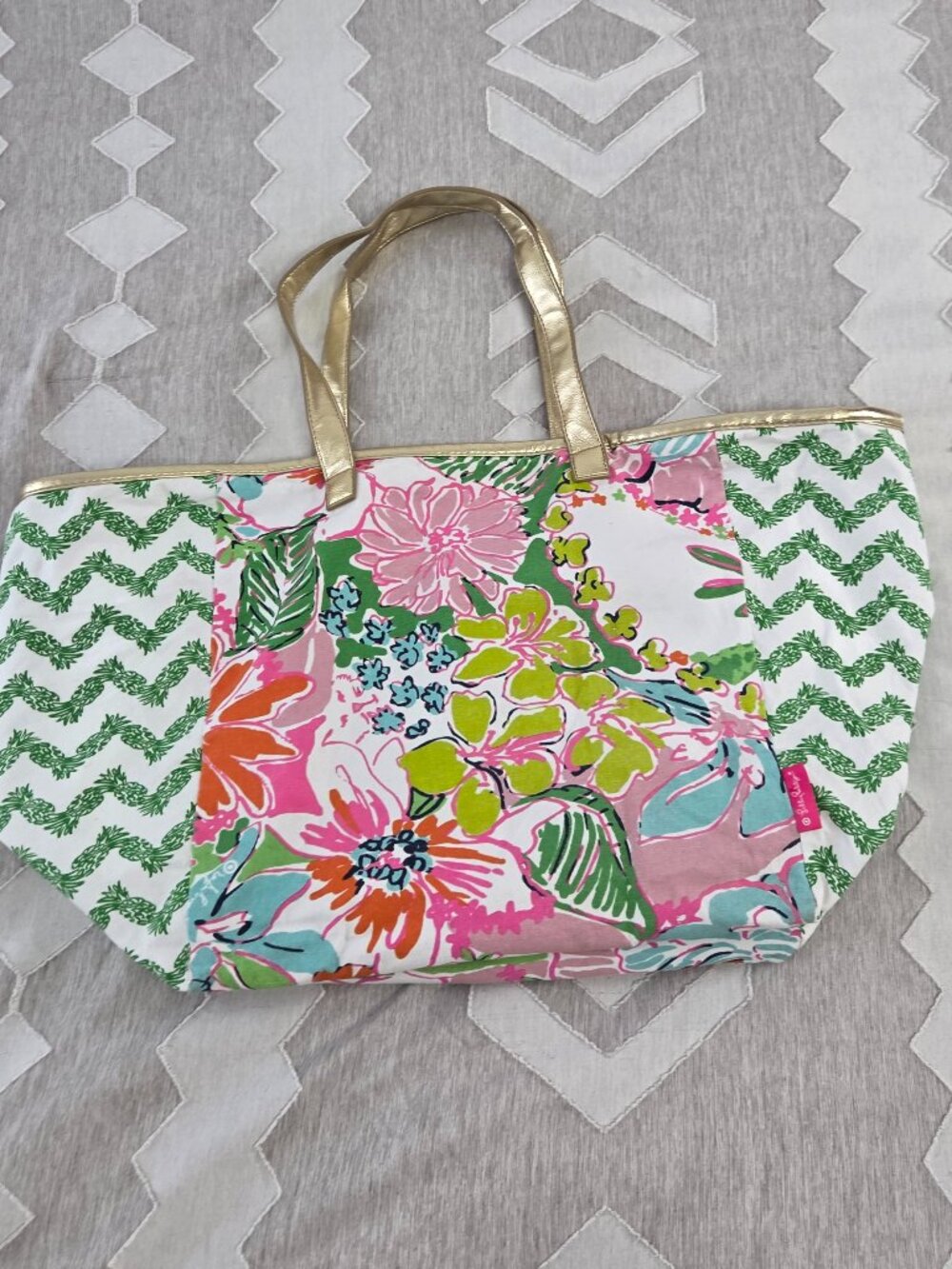 Lilly Pulitzer Pink and Gold Tropical Tote